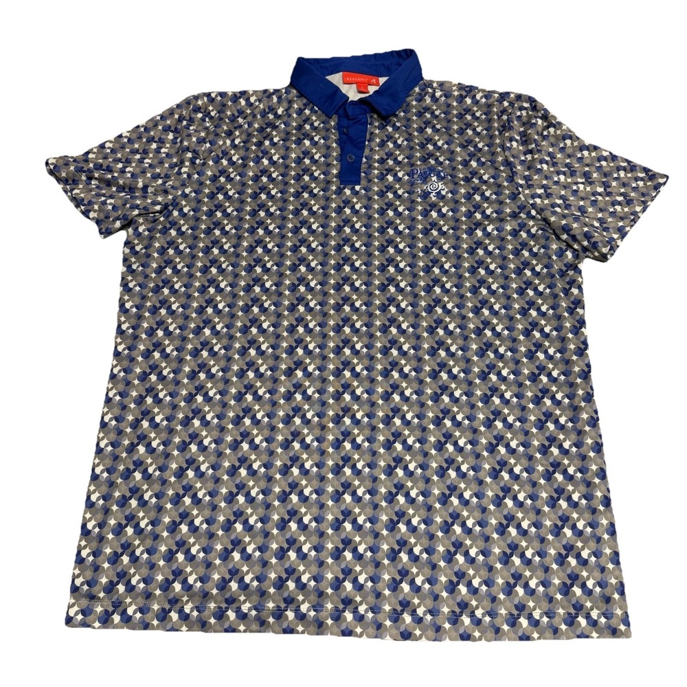 Redvanly Men's Polo Shirt Large Blue Gray Las Vegas Paiute Embroidered Golf